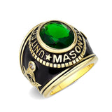 IP Gold(Ion Plating) Brass Ring with Synthetic Glass In Green Color