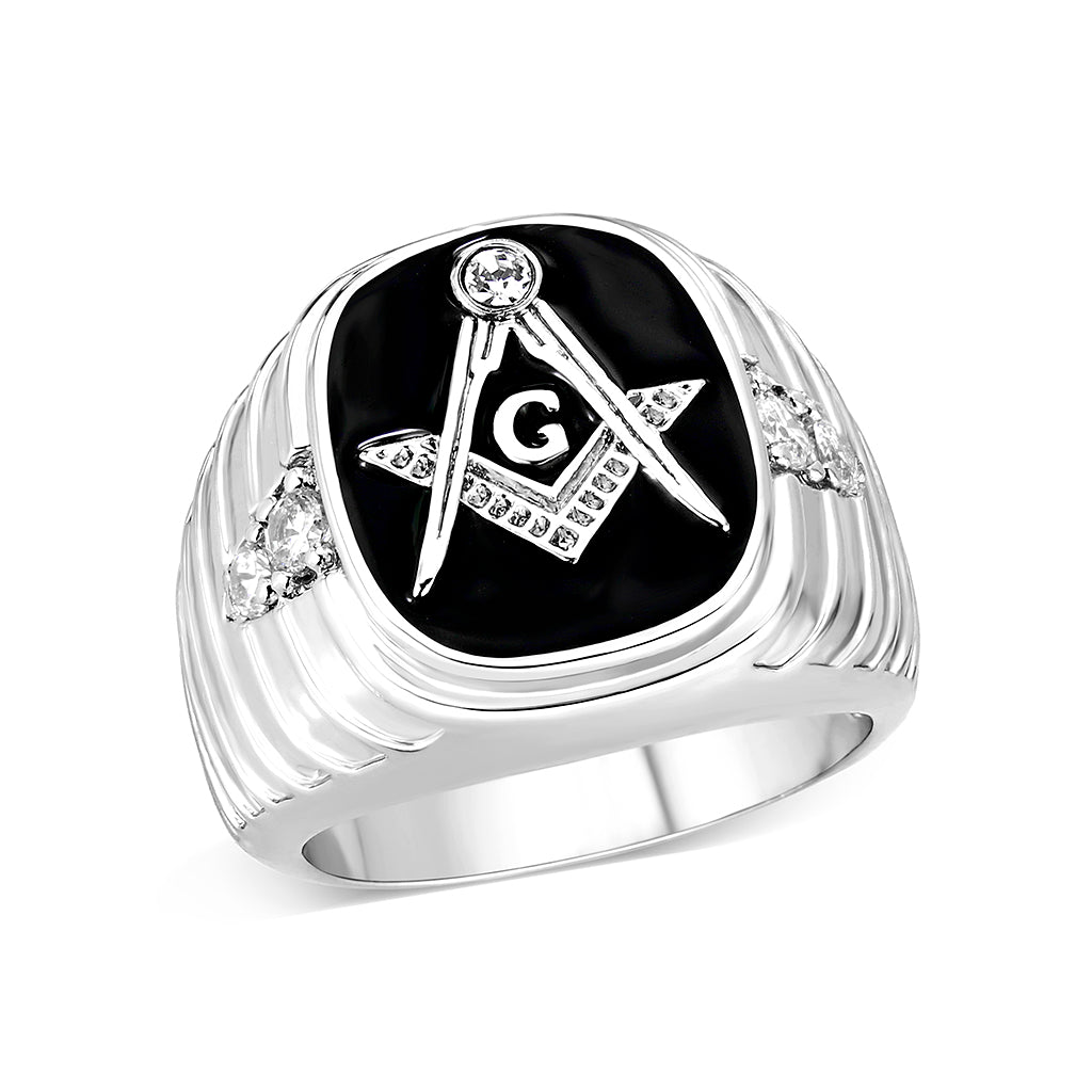 Rhodium Plated Brass Ring with  Epoxy