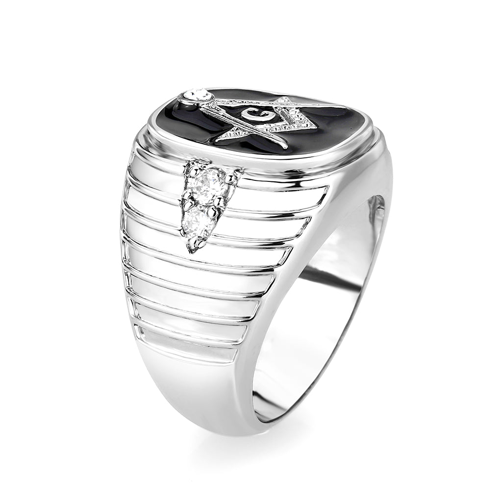 Rhodium Plated Brass Ring with  Epoxy