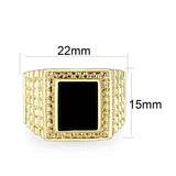 IP Gold(Ion Plating )Brass Ring with Onyx