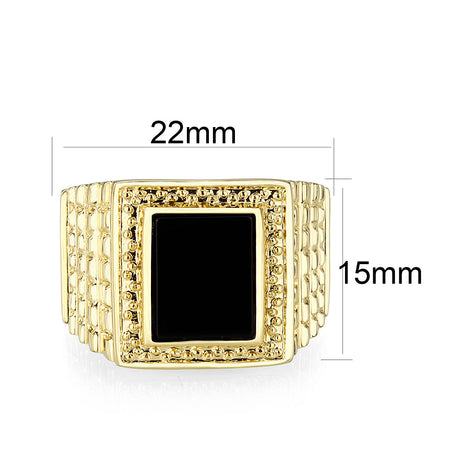 IP Gold(Ion Plating )Brass Ring with Onyx