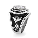 United States Marines Rhodium Plated Ring with Clear CZ