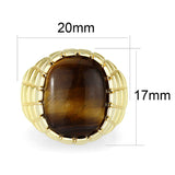 IP Gold(Ion Plating )Brass Ring with Tiger Eye