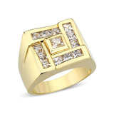 Ion Gold Plating Brass Ring with AAA Grade CZ  in Clear