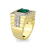 Ion Gold Plating Brass Ring with Synthetic Glass  in Green