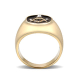 IP Gold(Ion Plating) Brass Ring with Epoxy  in Jet