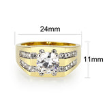 Ion Gold Plating Brass Ring with AAA Grade CZ  in Clear