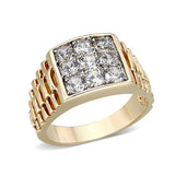 Ion Gold Plating Brass Ring with AAA Grade CZ  in Clear