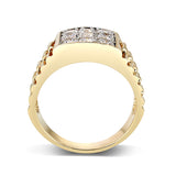 Ion Gold Plating Brass Ring with AAA Grade CZ  in Clear