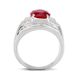Sterling Silver Ring with CZ  in Red No Plated
