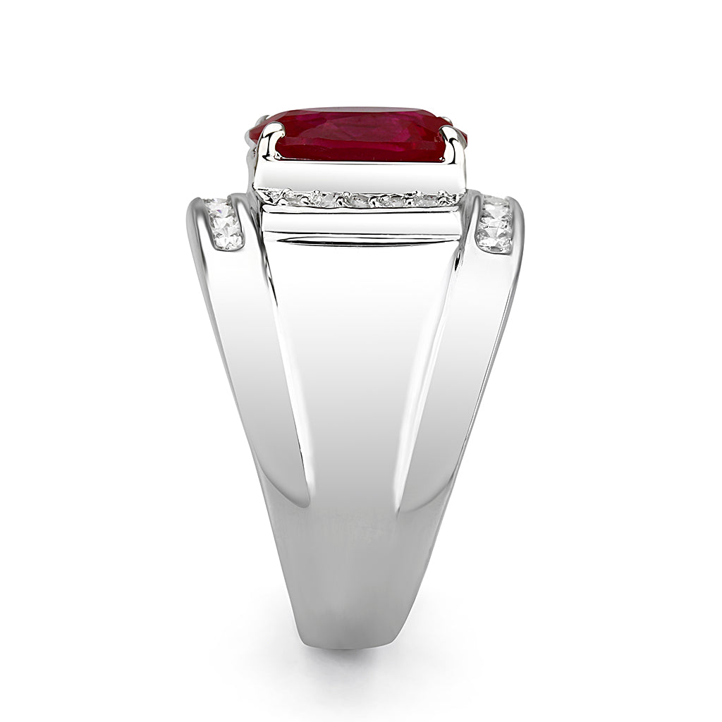Sterling Silver Ring with CZ  in Red No Plated