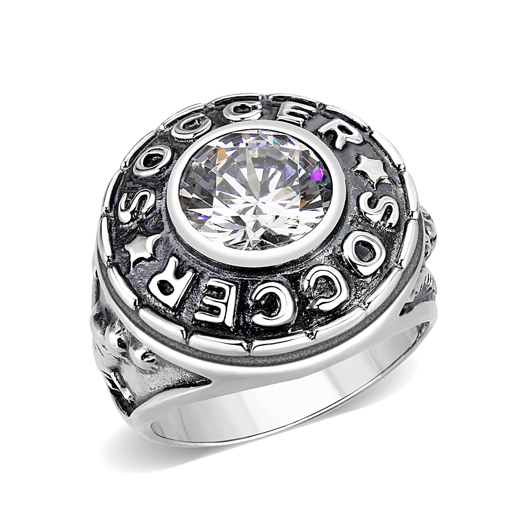 Sterling Silver   Ring with AAA Grade CZ  in Clear High Polished(No Plated)