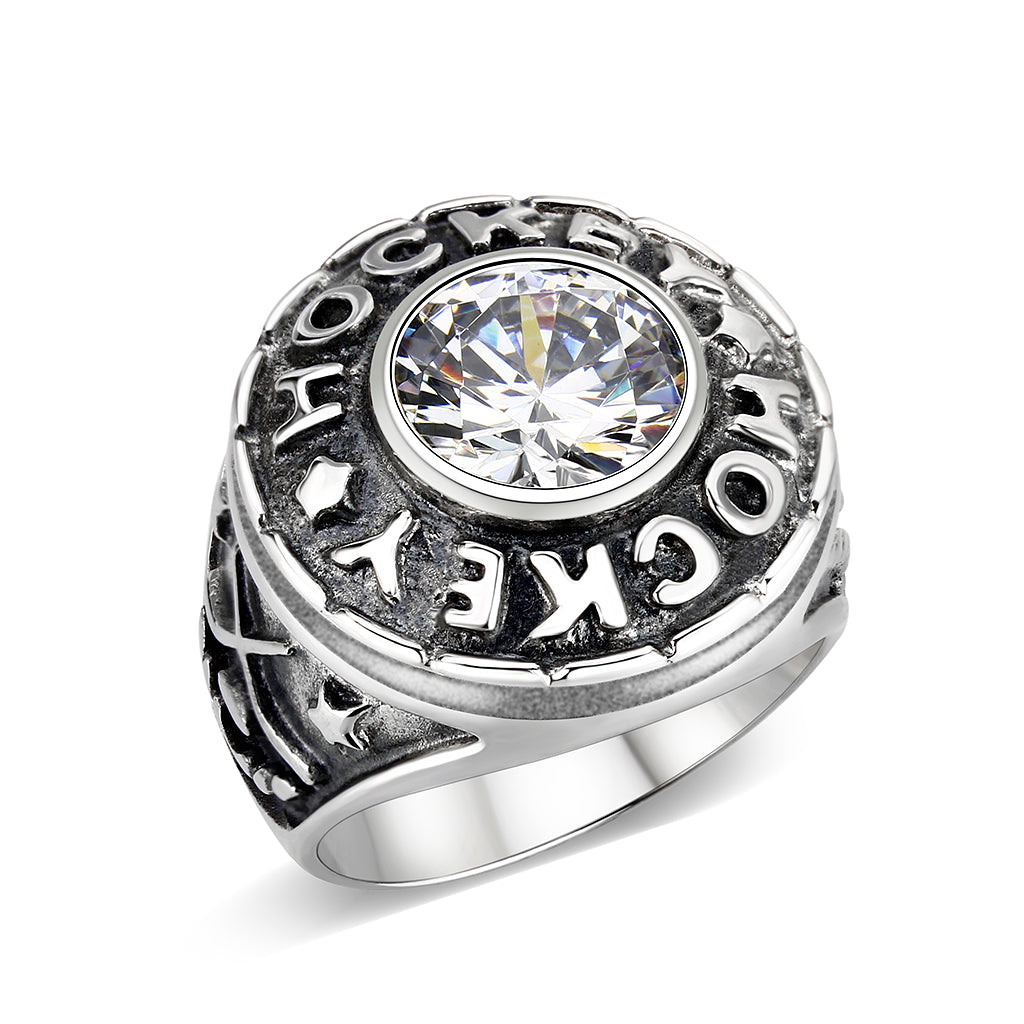 Sterling Silver   Ring with Clear CZ   High Polished(No Plated)