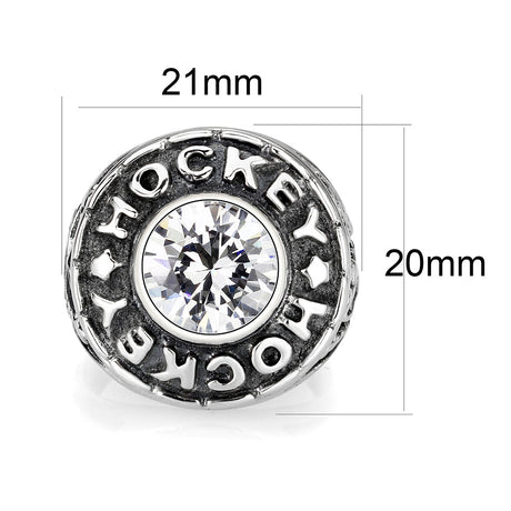 Sterling Silver   Ring with Clear CZ   High Polished(No Plated)