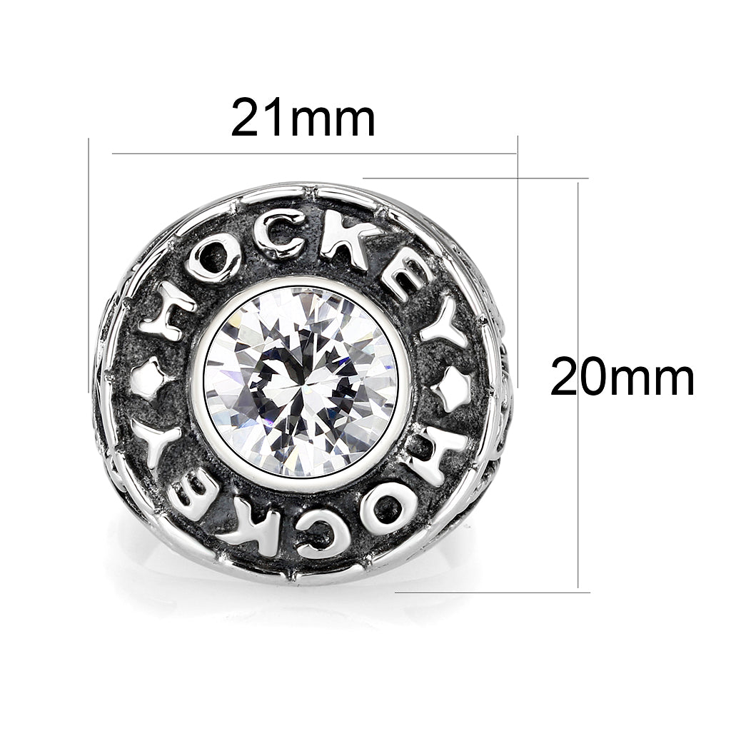 Sterling Silver   Ring with Clear CZ   High Polished(No Plated)