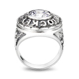 Sterling Silver   Ring with Clear CZ   High Polished(No Plated)