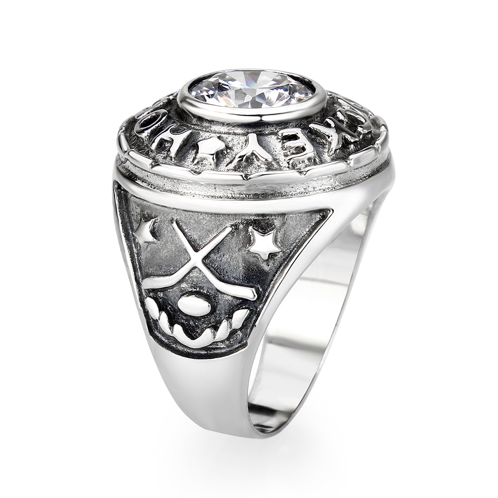 Sterling Silver   Ring with Clear CZ   High Polished(No Plated)