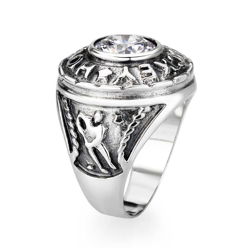 Sterling Silver   Ring with Clear CZ   High Polished(No Plated)