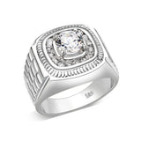 Sterling Silver   Ring with Clear CZ   High Polished(No Plated)