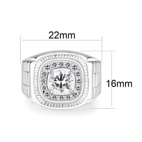Sterling Silver   Ring with Clear CZ   High Polished(No Plated)