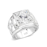 Sterling Silver   Ring with Clear CZ   High Polished(No Plated)