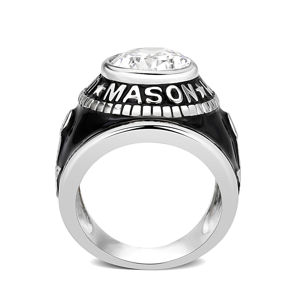 Sterling Silver  Ring with AAA Grade CZ  in Clear High Polished( No Plated)