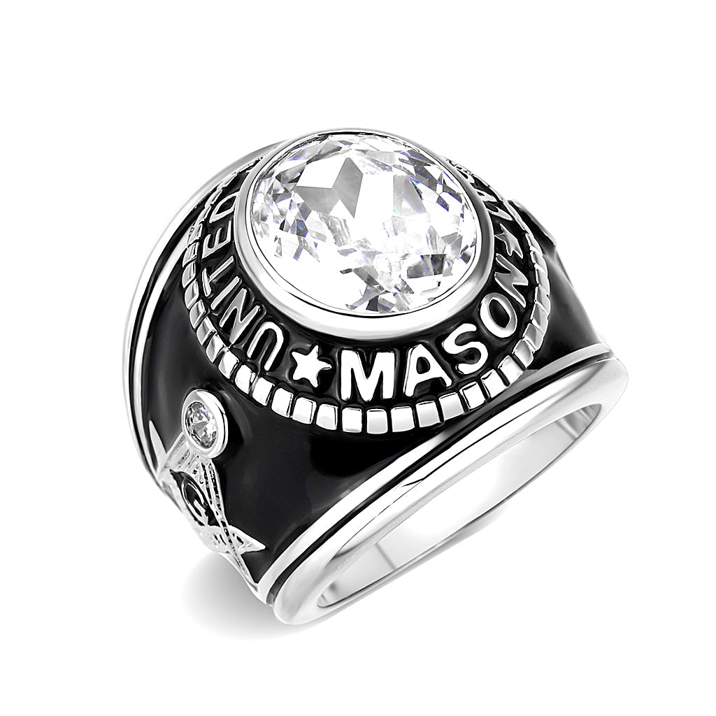 Sterling Silver  Ring with AAA Grade CZ  in Clear High Polished( No Plated)