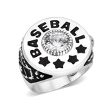 Sterling Silver   Ring with Clear CZ   High Polished(No Plated)