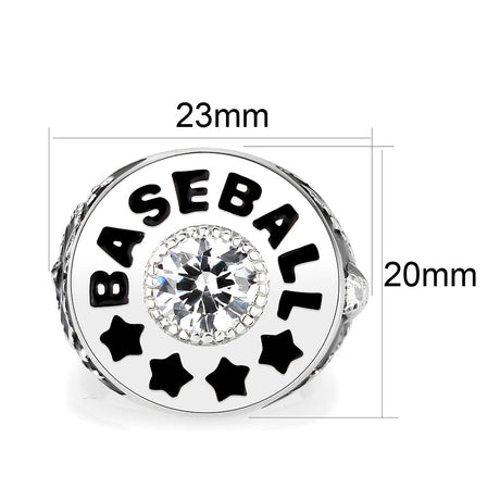Sterling Silver   Ring with Clear CZ   High Polished(No Plated)