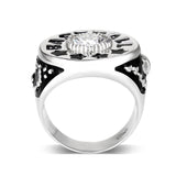 Sterling Silver   Ring with Clear CZ   High Polished(No Plated)