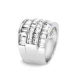 Rhodium Brass Ring with Top Grade Crystal in Clear