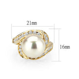 IP Gold Plated Ring with Peral In White
