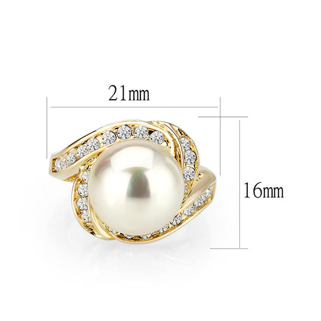 IP Gold Plated Ring with Peral In White