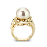 IP Gold Plated Ring with Peral In White