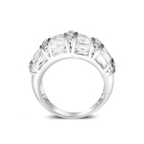 Rhodium Plated Ring with Crystal Glass In Clear
