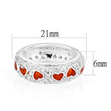 Rhodium Plated Ring with Crystal Glass In Red