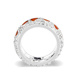 Rhodium Plated Ring with Crystal Glass In Red