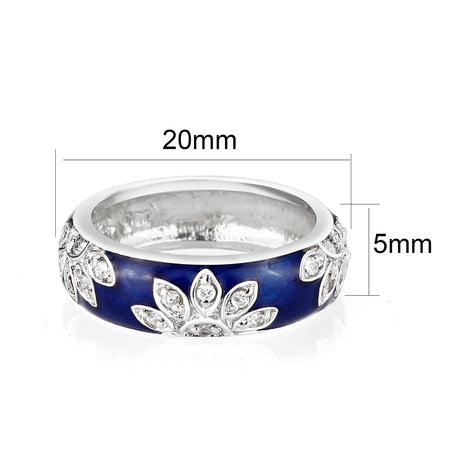 Rhodium Plated Brass Ring with Synthetic  In Clear