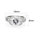 Rhodium Plated Brass Ring with CZ  In Clear