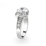 Rhodium Plated Brass Ring with CZ  In Clear