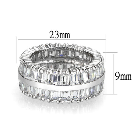 Rhodium Plated Brass Ring with CZ  In Clear