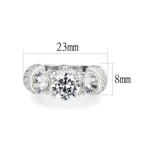 Sterling Silver Ring with CZ In Clear High Polished( NO Plating)