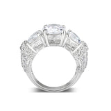 Sterling Silver Ring with CZ In Clear High Polished( NO Plating)