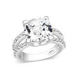 Sterling Silver Ring with CZ In Clear High Polished( NO Plating)