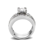 Rhodium Plated Brass Ring with CZ In Clear
