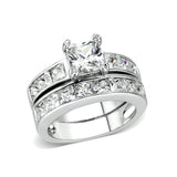 Rhodium Plated Brass Ring with CZ In Clear
