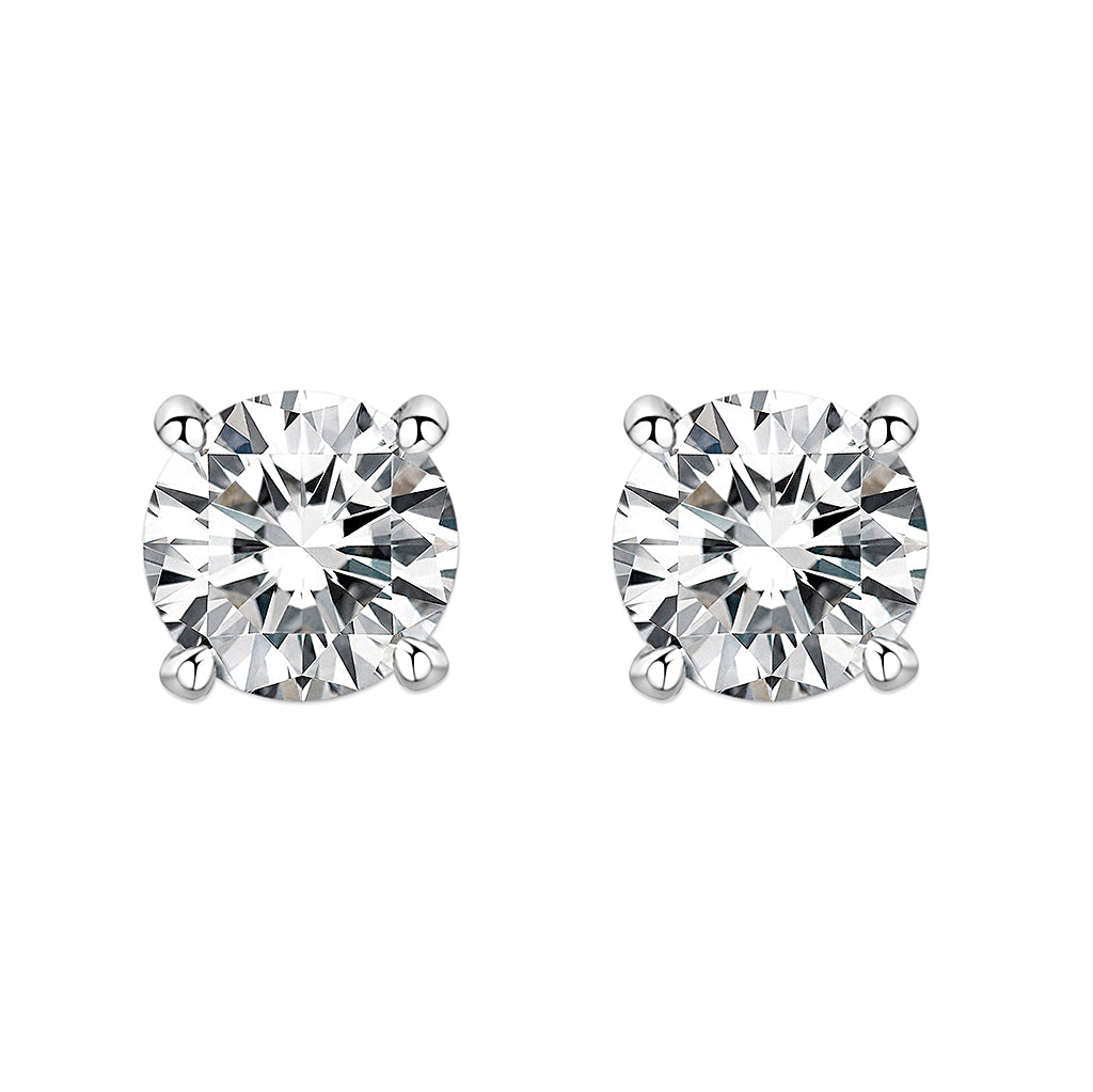 Rhodium Brass Earrings with AAA Grade CZ  in Clear