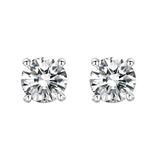 Rhodium Brass Earrings with AAA Grade CZ  in Clear