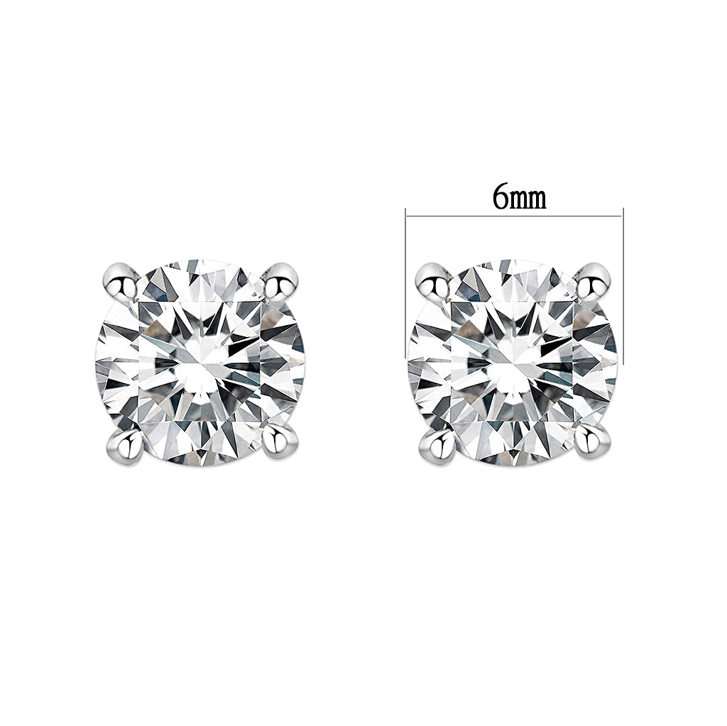 Rhodium Brass Earrings with AAA Grade CZ  in Clear