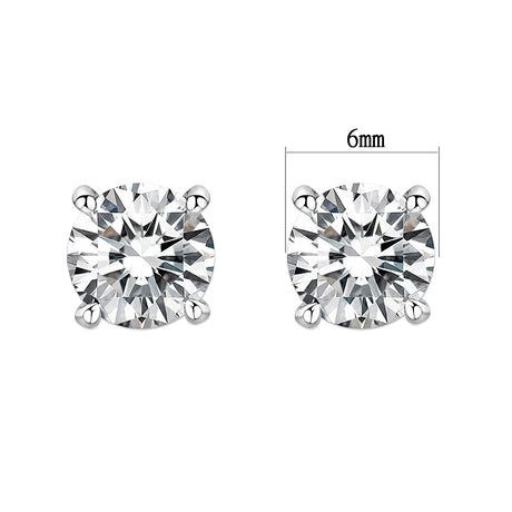 Rhodium Brass Earrings with AAA Grade CZ  in Clear